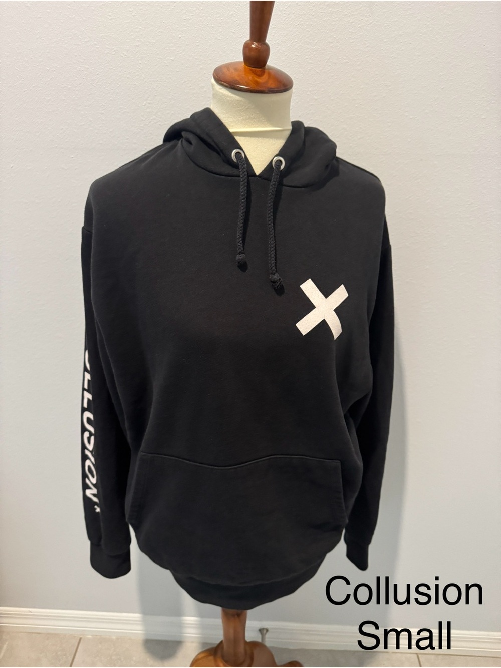 Collusion Black Graphic Pullover Hoodie